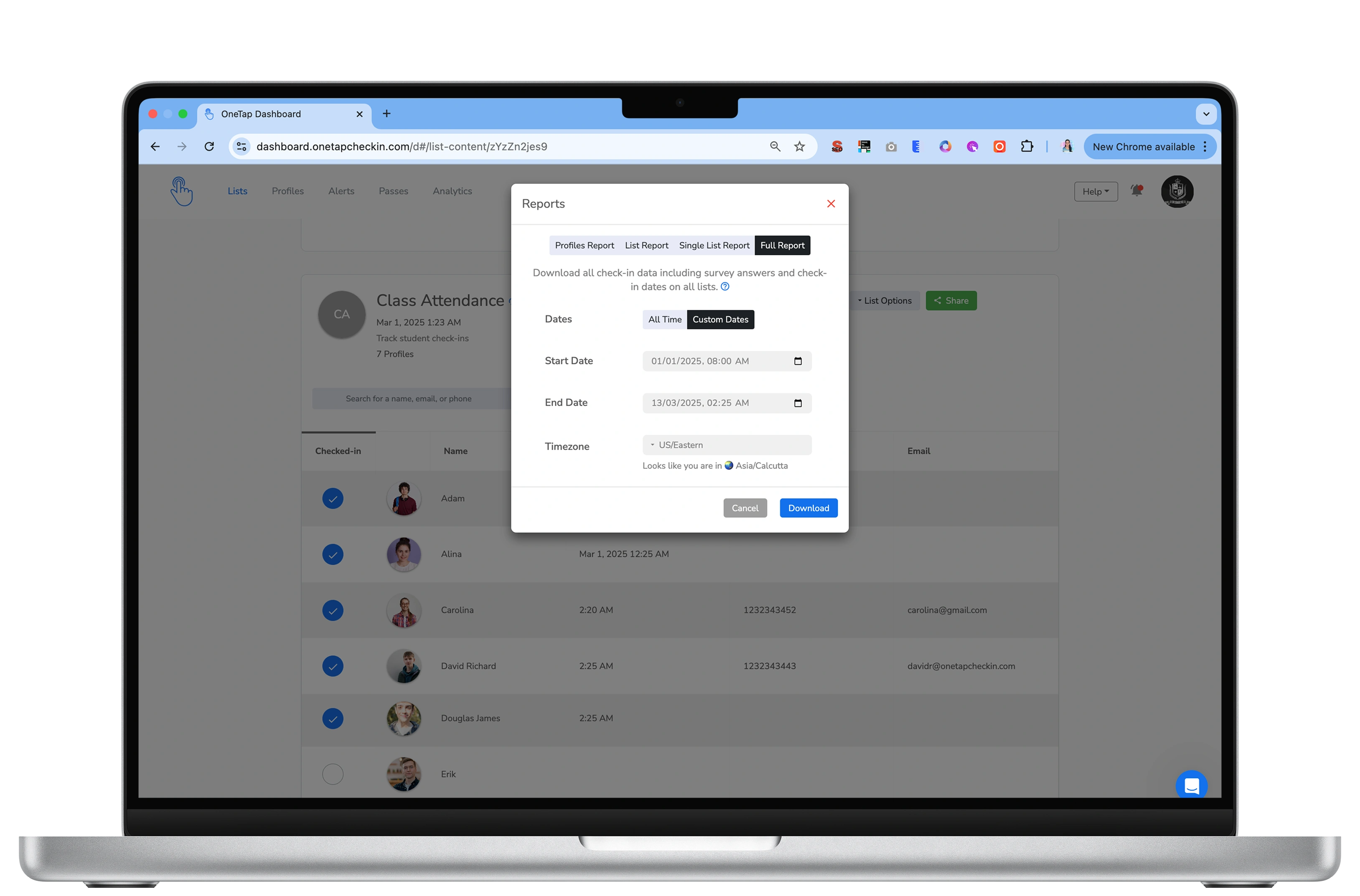 Run accurate attendance reports with onetap